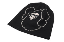 画像をギャラリービューアに読み込む, A BATHING APE × Kaws アベイシングエイプ×カウズ ニットキャップ ブラック ホワイト フリーサイズ 美品 中古 58642
