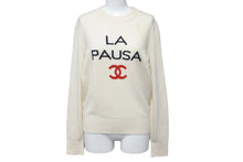 画像をギャラリービューアに読み込む, CHANEL シャネル ニットセーター ラパウザニット ココマーク P60439K46038 カシミヤ オフホワイト 34 良品 中古 58751
