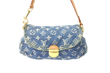 画像をギャラリービューアに読み込む, LOUIS VUITTON ルイヴィトン ハンドバッグ モノグラムデニム ミニプリーティ ブルー ゴールド金具 M95050 美品 中古 59112