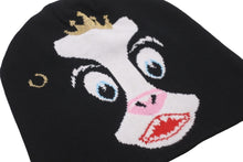 Load image into Gallery viewer, A BATHING APE アベイシングエイプ ホルスタイン ニットキャップ ビーニー ブラック コットン アクリル 美品 中古 59570