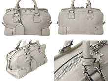画像をギャラリービューアに読み込む, 極美品 LOEWE ロエベ アマソナ28 ハンドバッグ 352.30.N03 カーフスキン ベージュ シルバー金具 中古 59724