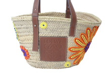 画像をギャラリービューアに読み込む, LOEWE ロエベ カゴバッグ バスケット ハンドバッグ ロゴ ラフィア レザー ベージュ ブラウン 美品 中古 59967