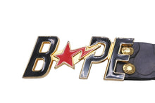 Load image into Gallery viewer, A BATHING APE アベイシングエイプ ベルト BAPESTA ベイプスタロゴバックル サイズS レザー ブラック ゴールド 美品 中古 59998