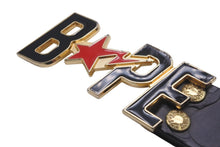 Load image into Gallery viewer, A BATHING APE アベイシングエイプ ベルト BAPESTA ベイプスタロゴバックル サイズS レザー ブラック ゴールド 美品 中古 59998