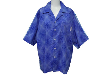 MARNI マルニ オープンカラーシャツ 開襟シャツ 半袖 コットン ブルー サイズ48 総柄 CUMU0234QY 美品 中古 60022