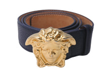 画像をギャラリービューアに読み込む, VERSACE ヴェルサーチ ベルト バックル メドゥーサ グレインカーフレザー DCU4140.DGOV2 ブラック イタリア製 美品 中古 60825