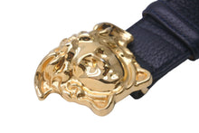 画像をギャラリービューアに読み込む, VERSACE ヴェルサーチ ベルト バックル メドゥーサ グレインカーフレザー DCU4140.DGOV2 ブラック イタリア製 美品 中古 60825