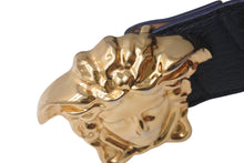 画像をギャラリービューアに読み込む, VERSACE ヴェルサーチ ベルト バックル メドゥーサ グレインカーフレザー DCU4140.DGOV2 ブラック イタリア製 美品 中古 60825