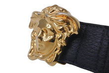 画像をギャラリービューアに読み込む, VERSACE ヴェルサーチ ベルト バックル メドゥーサ グレインカーフレザー DCU4140.DGOV2 ブラック イタリア製 美品 中古 60825