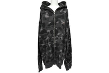 Load image into Gallery viewer, A BATHING APE アベイシングエイプ カラーカモ フーディー パーカー サイズ2XL ブラック グレー 1J30115013 美品 中古 61188