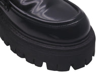 画像をギャラリービューアに読み込む, VERSACE ヴェルサーチ ローファー メデューサ 厚底 レザー サイズ38 ブラック ゴールド金具 美品 中古 61326