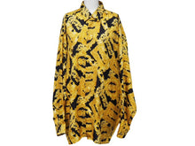 画像をギャラリービューアに読み込む, VERSACE ヴェルサーチ V2 by versace 長袖シャツ バロッコ シルク シャツ 総柄 イエロー シルク サイズL 美品 中古 52663