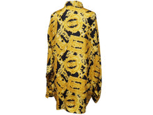 画像をギャラリービューアに読み込む, VERSACE ヴェルサーチ V2 by versace 長袖シャツ バロッコ シルク シャツ 総柄 イエロー シルク サイズL 美品 中古 52663