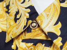 画像をギャラリービューアに読み込む, VERSACE ヴェルサーチ V2 by versace 長袖シャツ バロッコ シルク シャツ 総柄 イエロー シルク サイズL 美品 中古 52663